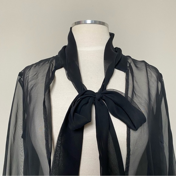 Yves Jennet Vintage Sheer Black Tie Neck Formal Topper Shrug, One Size - Picture 6 of 12